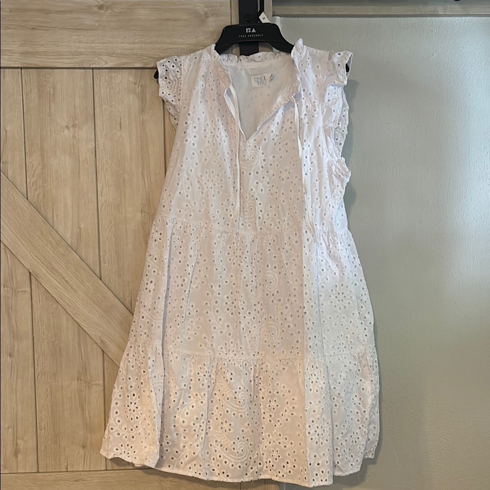 White Eyelet Sleeveless Dress